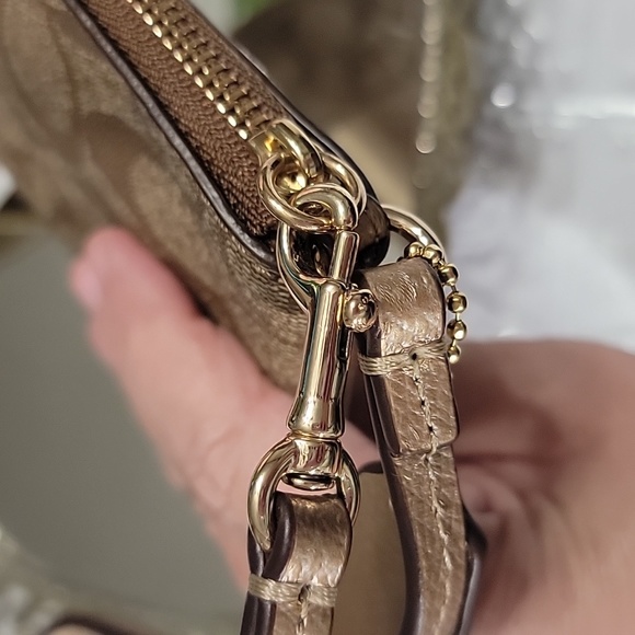 Coach Monogram Coated Canvas Corner Zip Wristlet - Picture 7 of 9